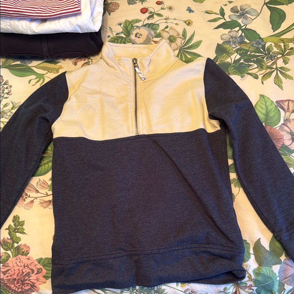 Crewcuts Kids Cream and Gray Half-Zip Sweatshirt